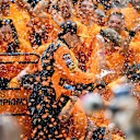 McLaren celebrating their second Constructors title in as many years, Swipe for more images