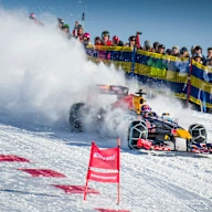 Max Verstappen performs during the F1 Showrun at the Hahnenkamm in Kitzbuehel, Austria on January