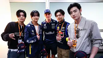 SINGAPORE, SINGAPORE - OCTOBER 02: Sunghoon, Jungwon, Jake and Jay of Enhypen pose for a photo with