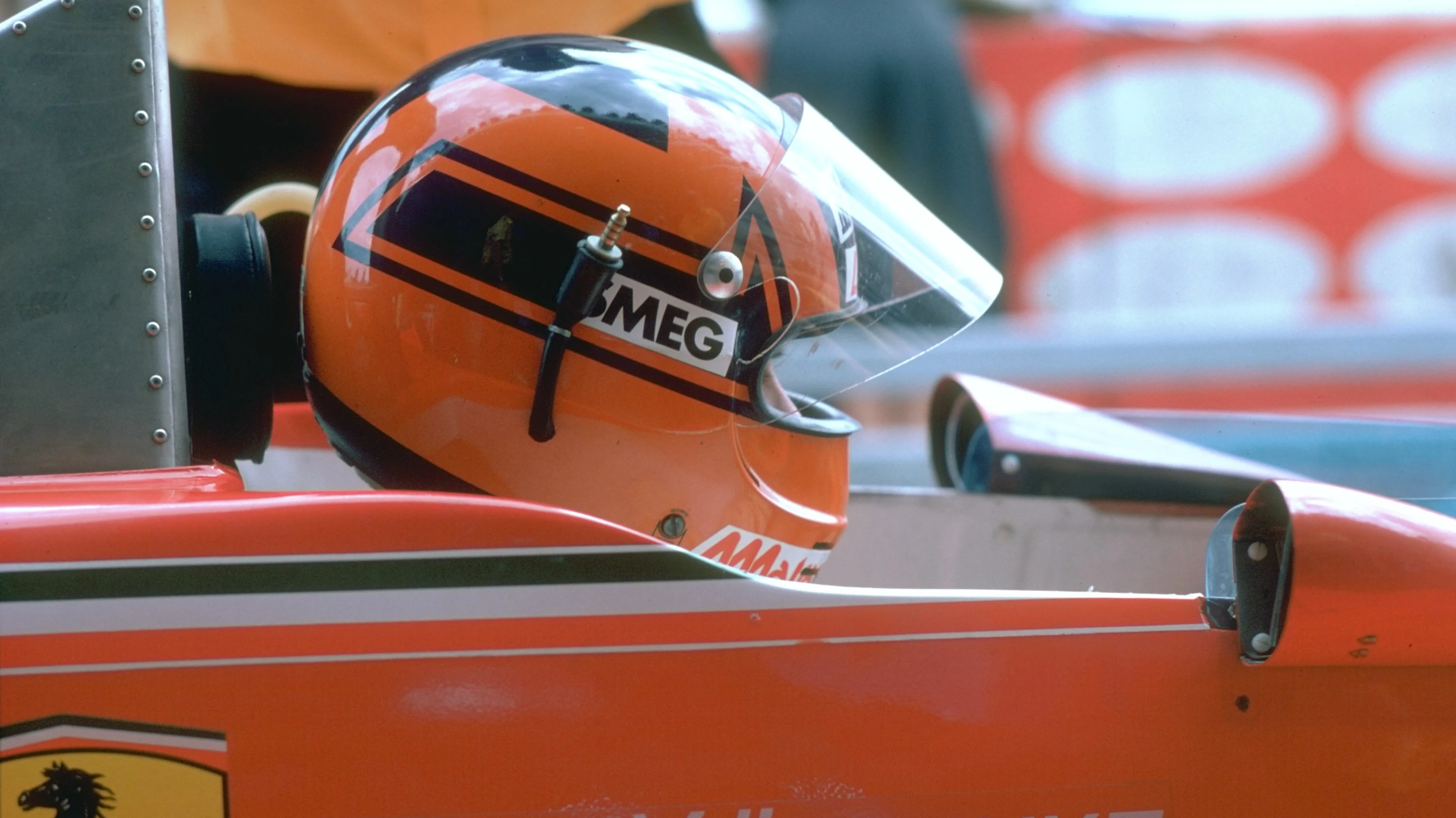 Aug 1979:  Portrait of Gilles Villeneuve of Canada in his Scuderia Ferrari before a Formula One