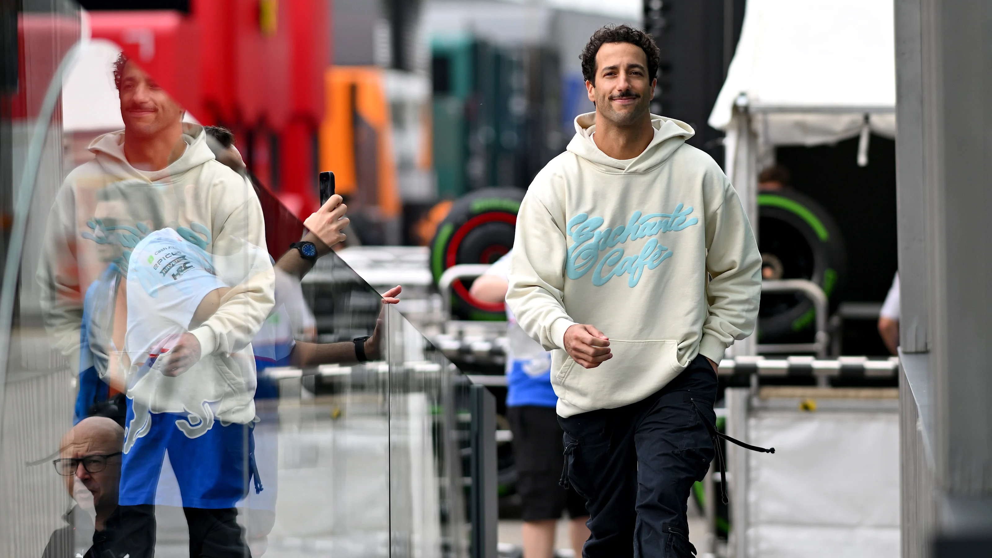 IMOLA, ITALY - MAY 16: Daniel Ricciardo of Australia and Visa Cash App RB walks in the Paddock