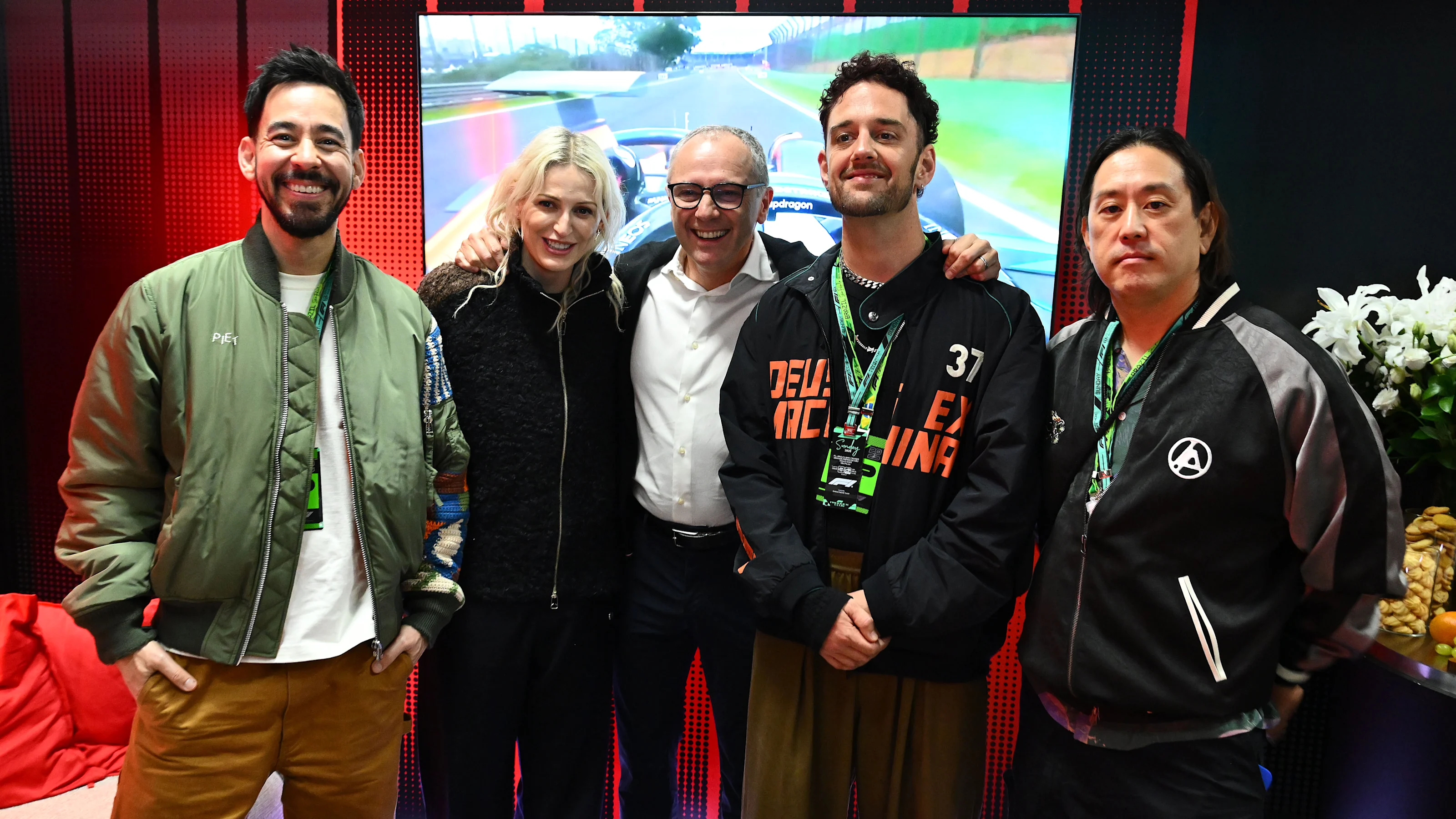 SAO PAULO, BRAZIL - NOVEMBER 09: Stefano Domenicali, CEO of the Formula One Group meets Linkin Park