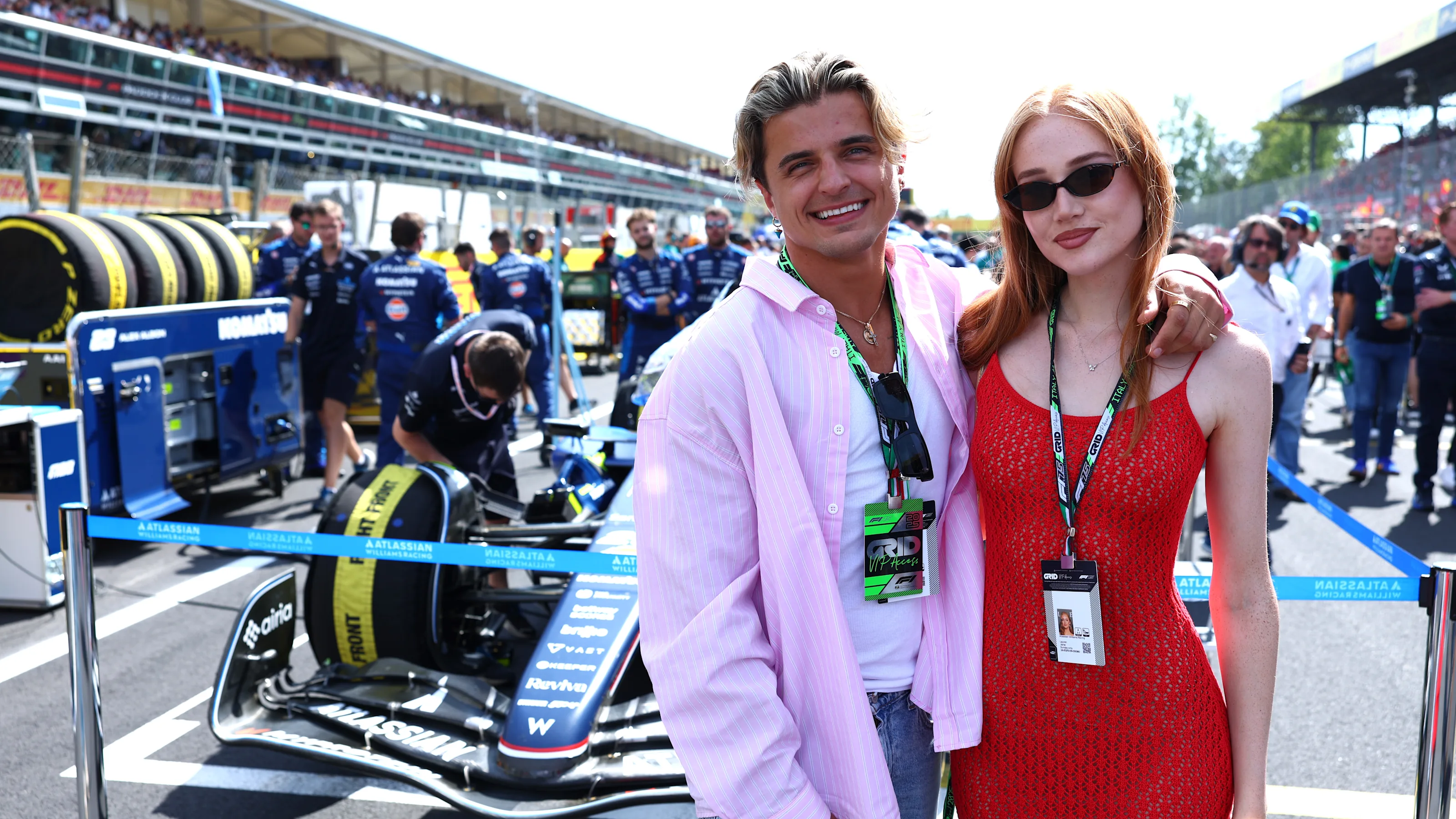 MONZA, ITALY - SEPTEMBER 07: Nikita Kuzmin and Lauren Jaine with Williams team on the grid during