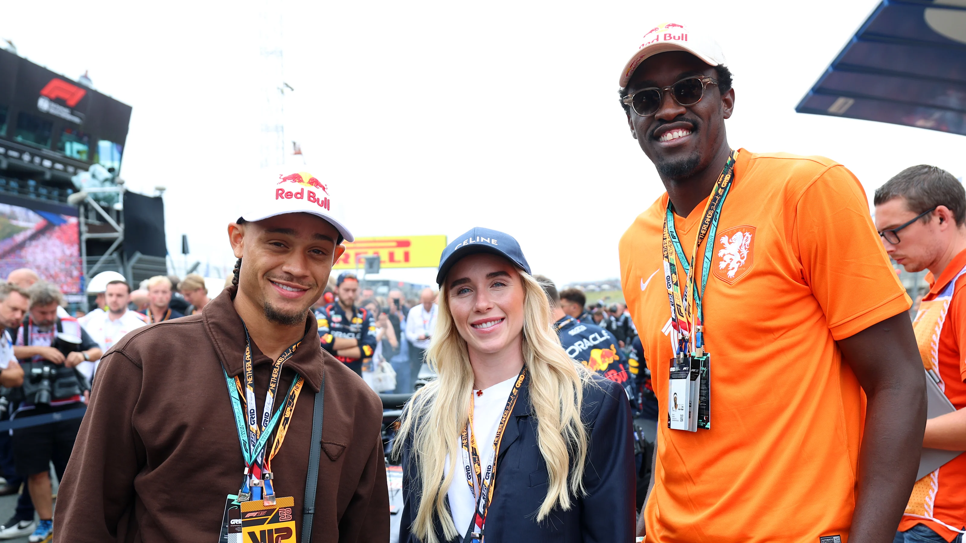 ZANDVOORT, NETHERLANDS - AUGUST 31: Xavi Simons, Missy Bo Kearns and Pascal Siakam on the grid with