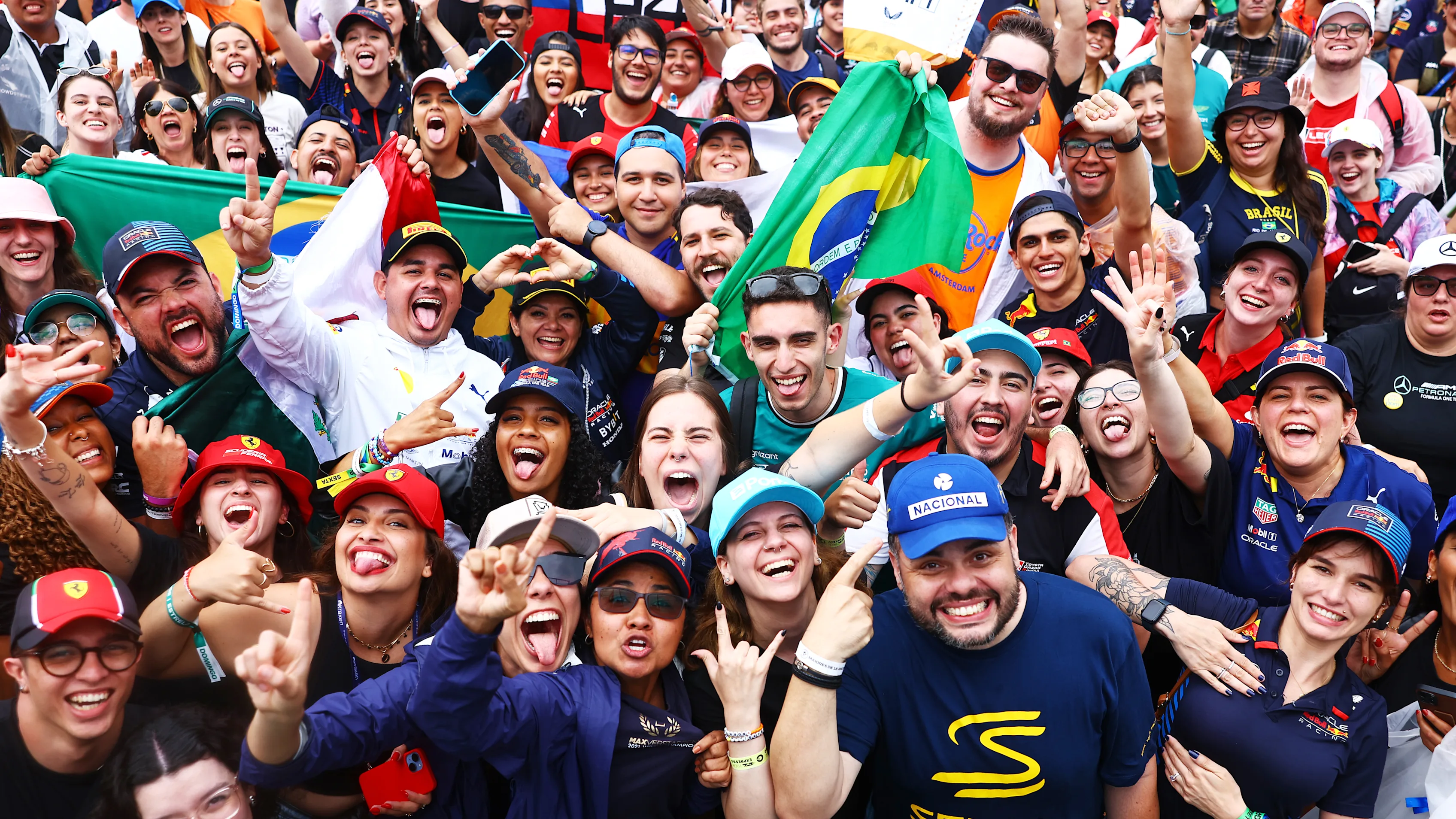 SAO PAULO, BRAZIL - NOVEMBER 03: Fans are seen in attendance and show their support after the F1