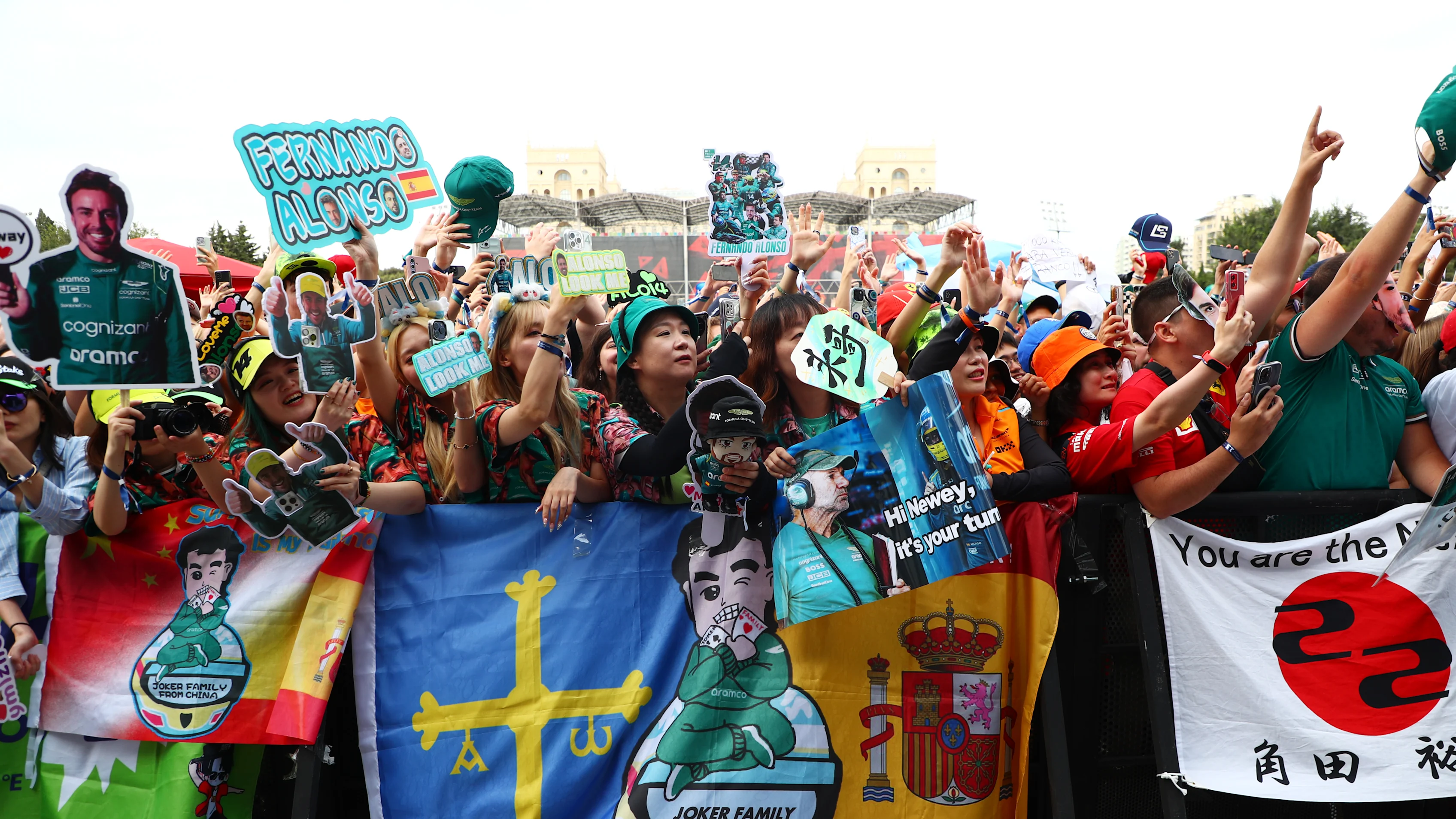 BAKU, AZERBAIJAN - SEPTEMBER 13: Fans enjoy the atmosphere at the fan stage prior to practice ahead