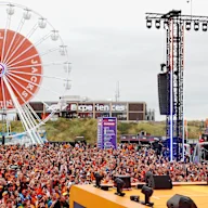 ZANDVOORT, NETHERLANDS - AUGUST 23: A general view as the crowd are entertained on the fan stage
