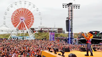 ZANDVOORT, NETHERLANDS - AUGUST 23: A general view as the crowd are entertained on the fan stage