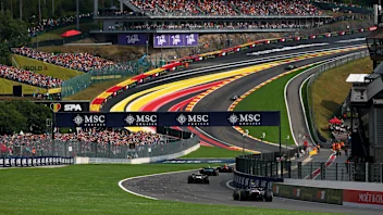 SPA, BELGIUM - JULY 27: Yuki Tsunoda of Japan driving the (22) Oracle Red Bull Racing RB21 leads