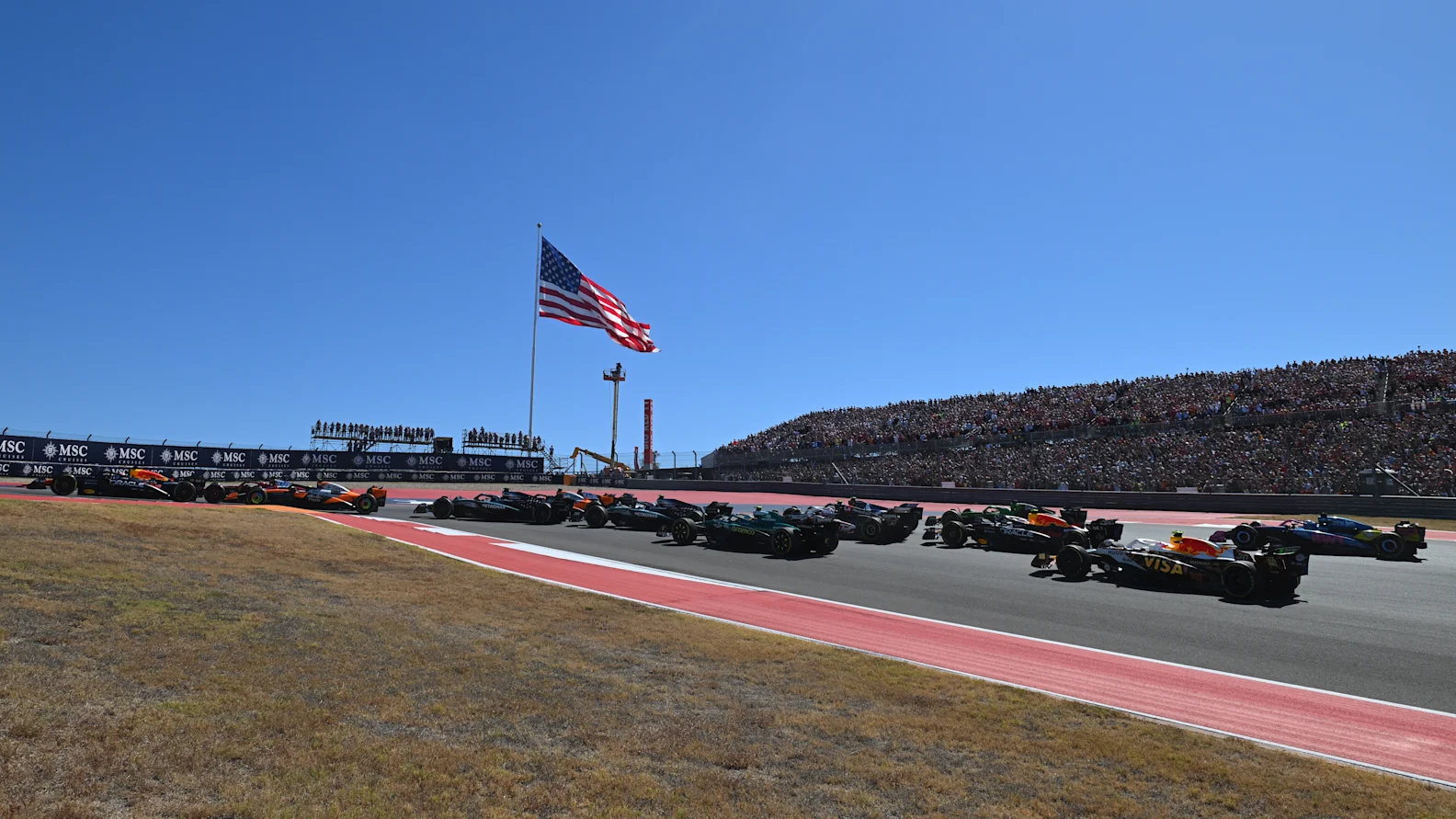 AUSTIN, TEXAS - OCTOBER 19: Max Verstappen of the Netherlands driving the (1) Oracle Red Bull