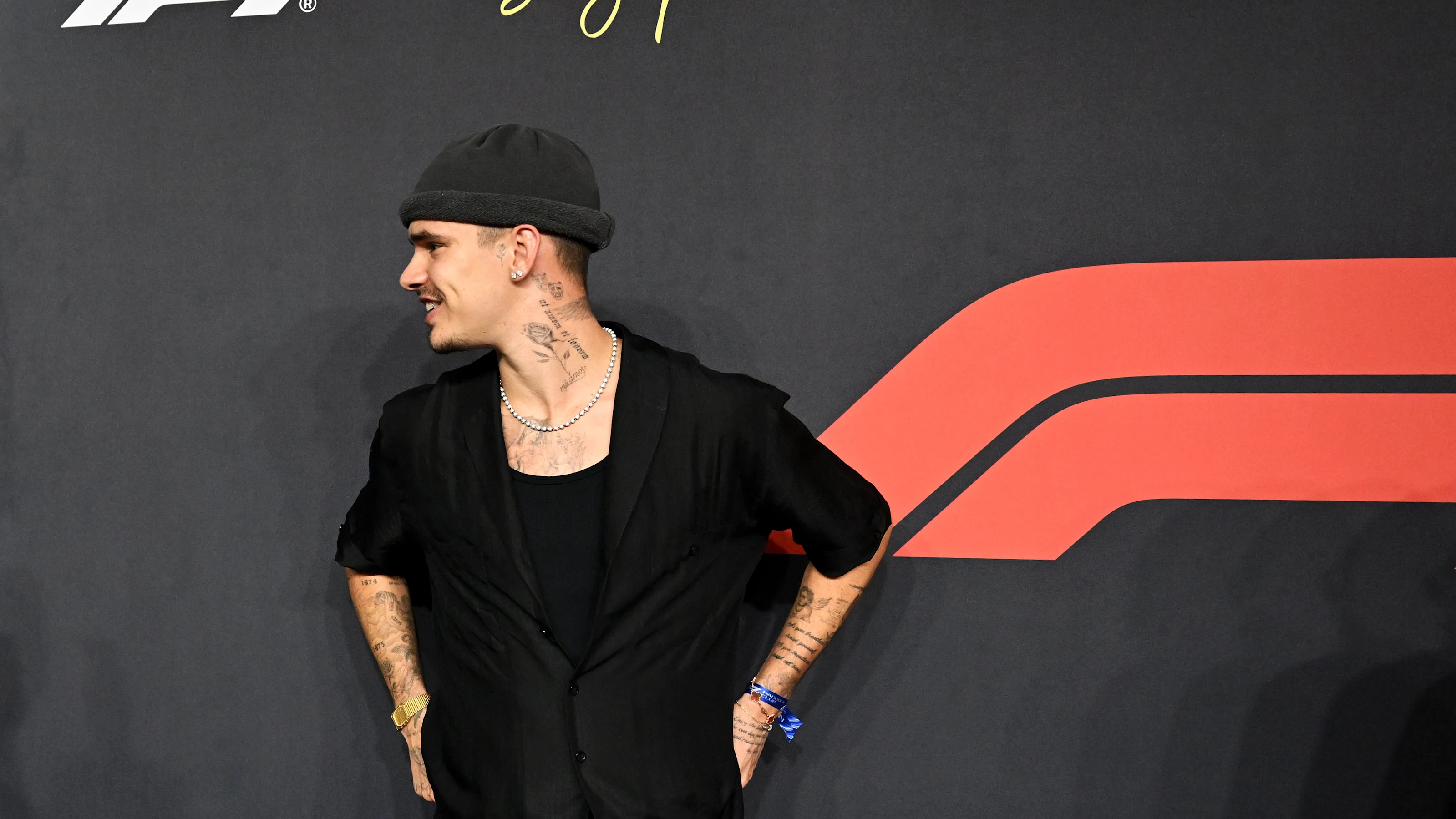 SINGAPORE, SINGAPORE - OCTOBER 05: Romeo Beckham on the grid during the F1 Grand Prix of Singapore