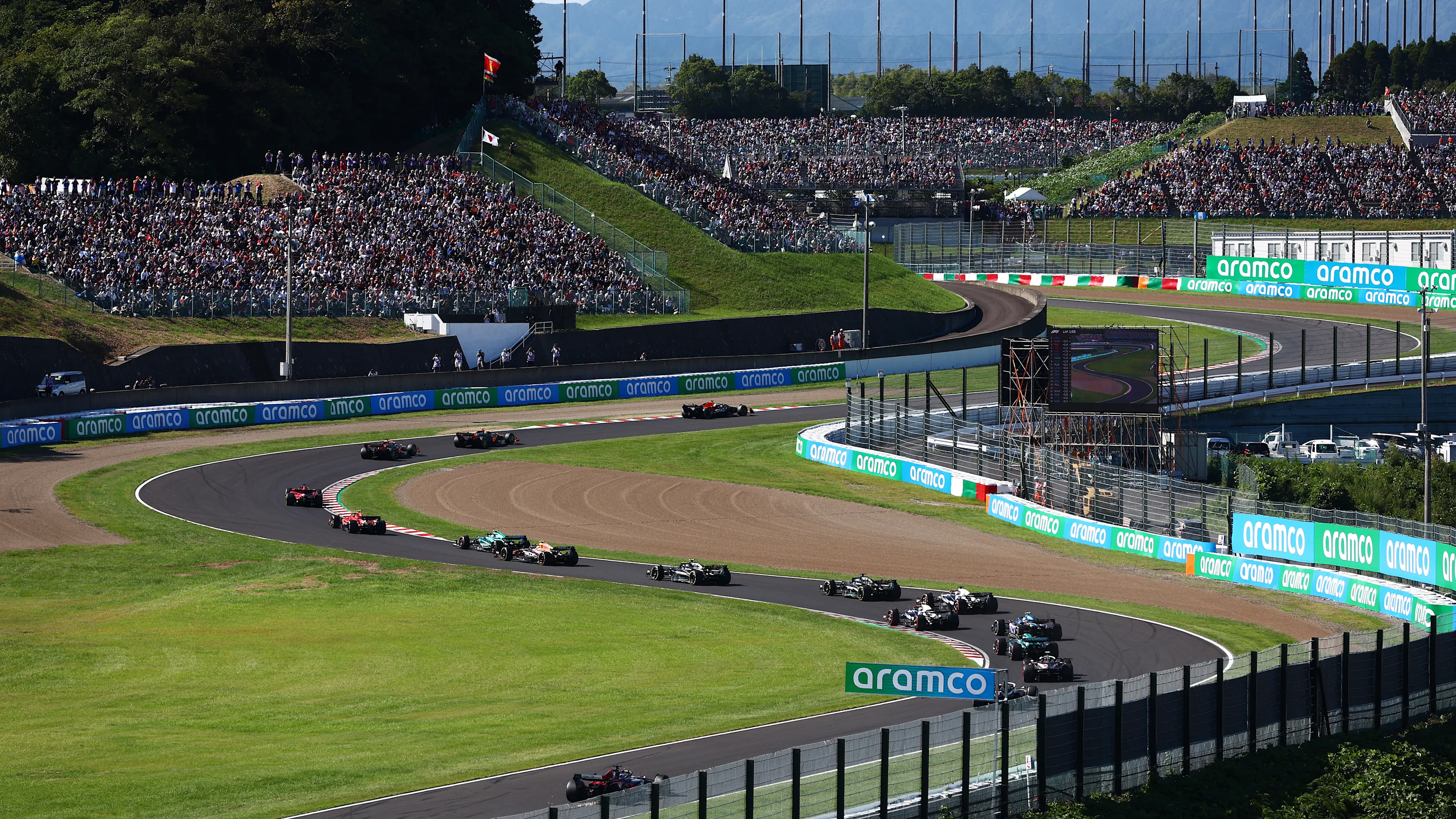 SUZUKA, JAPAN - SEPTEMBER 24: A rear view of the start during the F1 Grand Prix of Japan at Suzuka