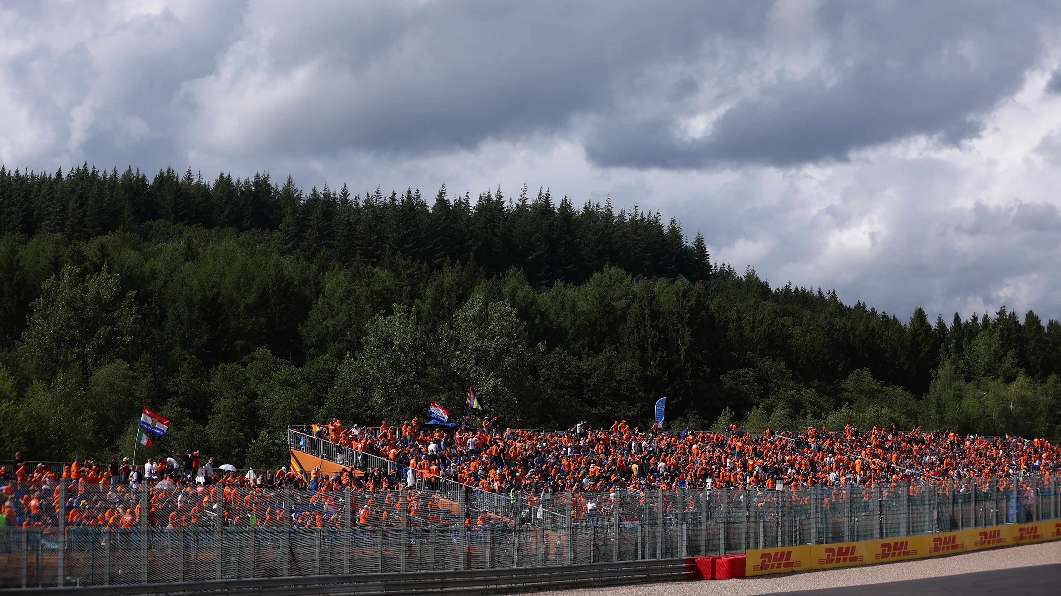 SPA, BELGIUM - JULY 29: Fans watch the action during the Sprint ahead of the F1 Grand Prix of