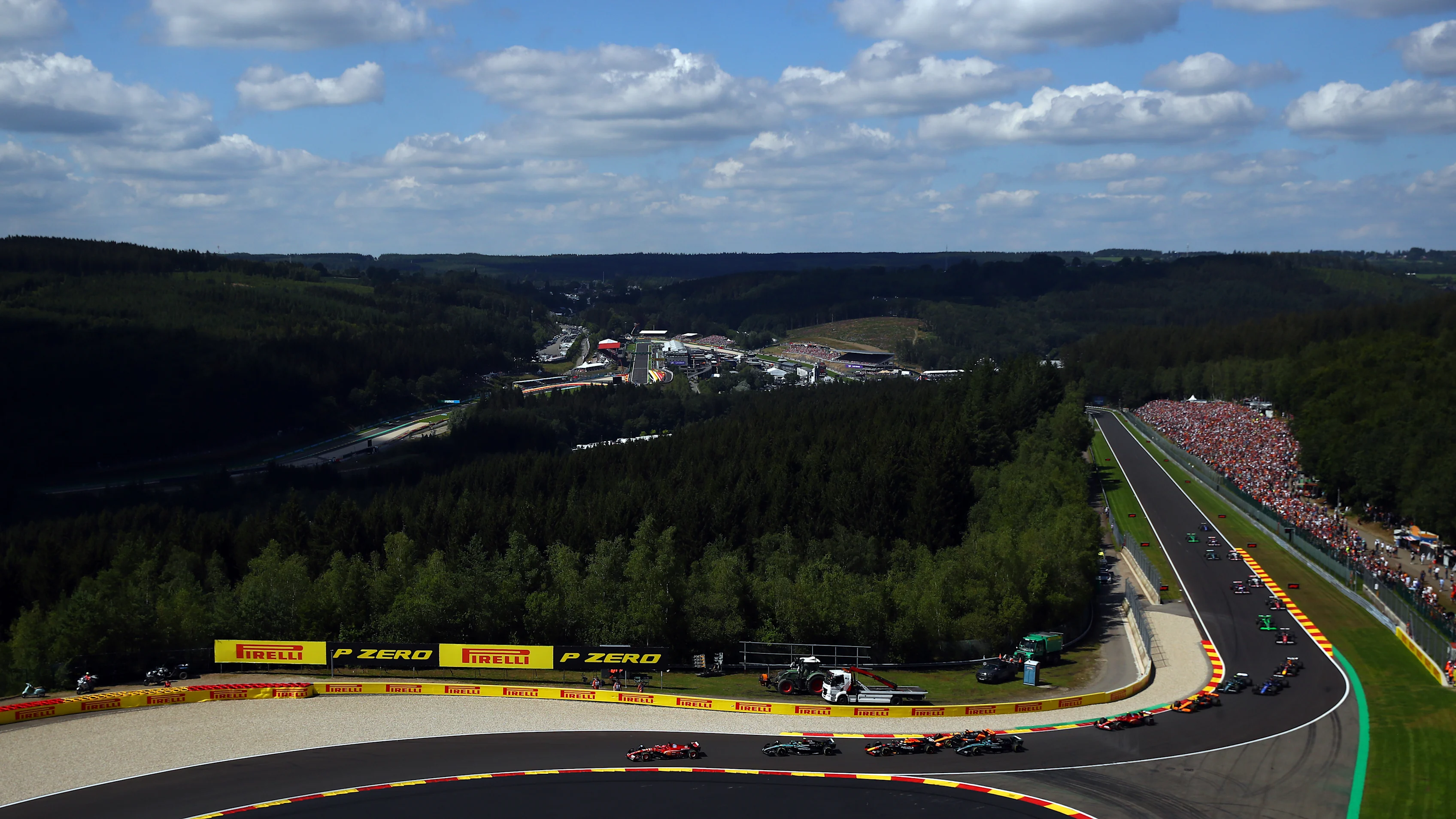 SPA, BELGIUM - JULY 28: Charles Leclerc of Monaco driving the (16) Ferrari SF-24 leads Lewis