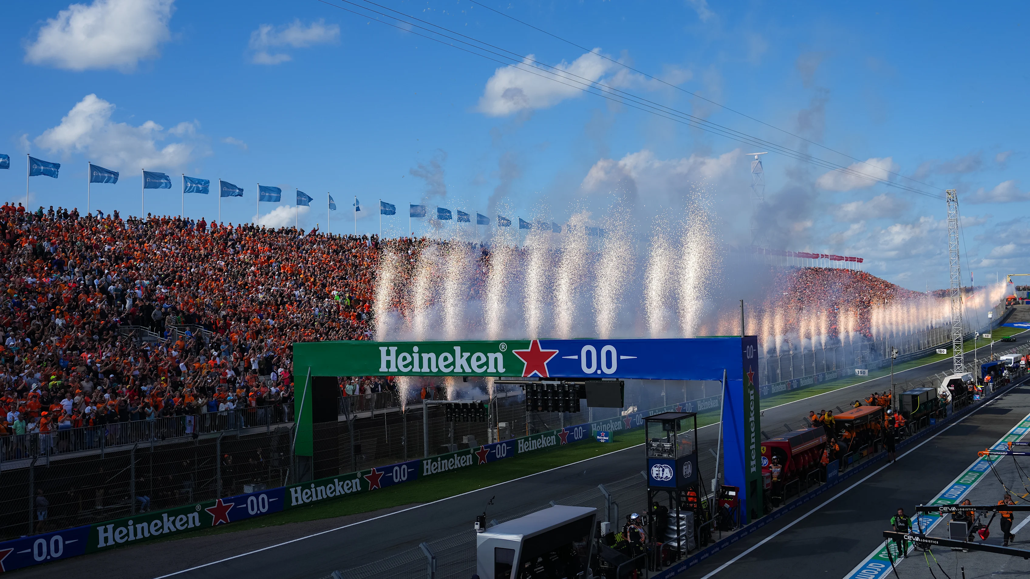 ZANDVOORT, NETHERLANDS - AUGUST 25: Fireworks are seen after the completion of the F1 Grand Prix of