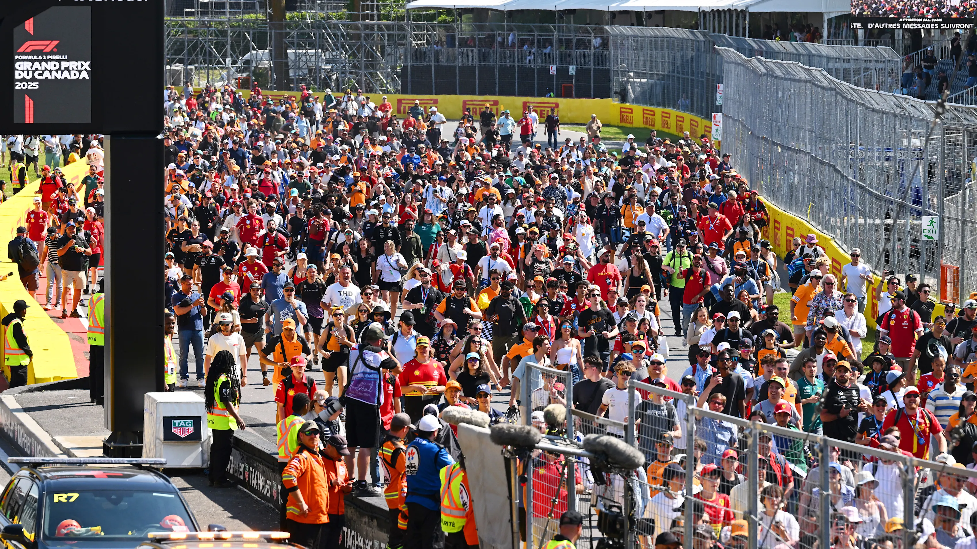 MONTREAL, QUEBEC - JUNE 15: A huge crowd gathers for the podium ceremony during the F1 Grand Prix