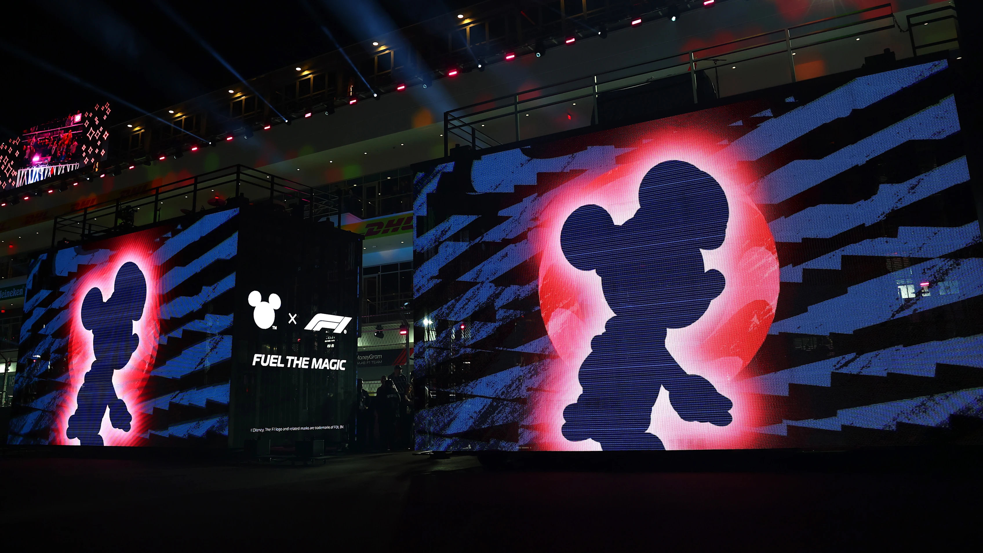 LAS VEGAS, NEVADA - NOVEMBER 22: Disney branding on the drivers parade prior to the F1 Grand Prix