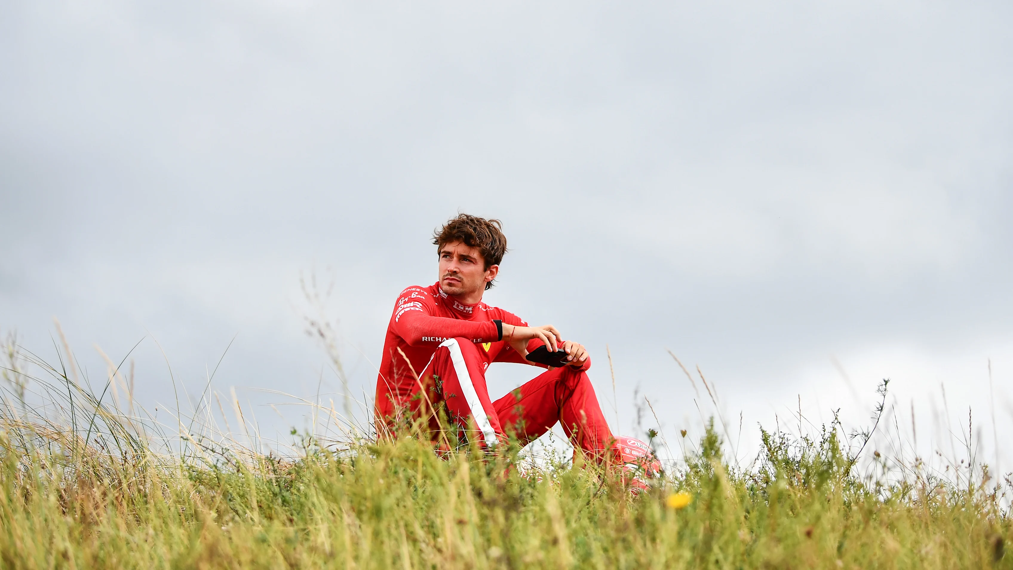ZANDVOORT, NETHERLANDS - AUGUST 31: Charles Leclerc of Monaco and Scuderia Ferrari sits out after