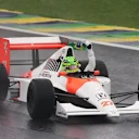 Lewis Hamilton drove Aryton Senna’s 1990 McLaren MP4/5B at Interlagos in 2024. Swipe for more images