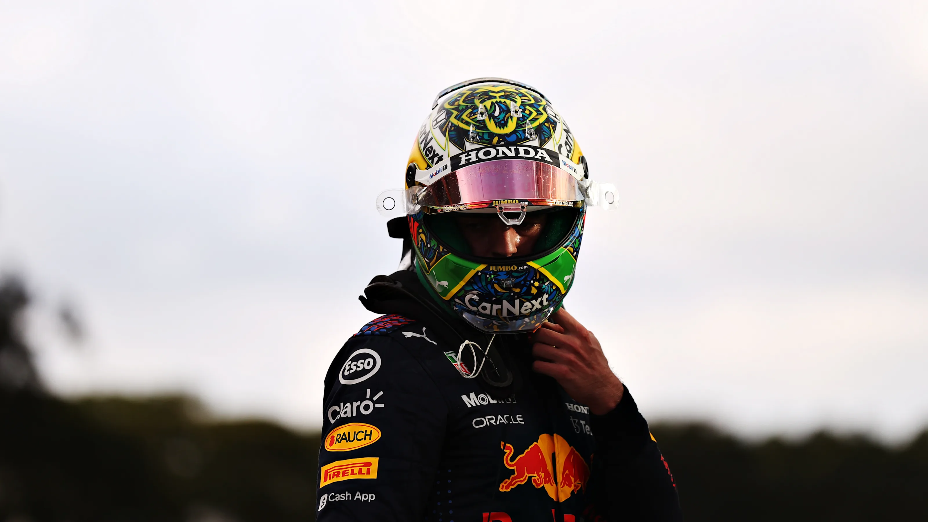 SAO PAULO, BRAZIL - NOVEMBER 13: Second placed Max Verstappen of Netherlands and Red Bull Racing