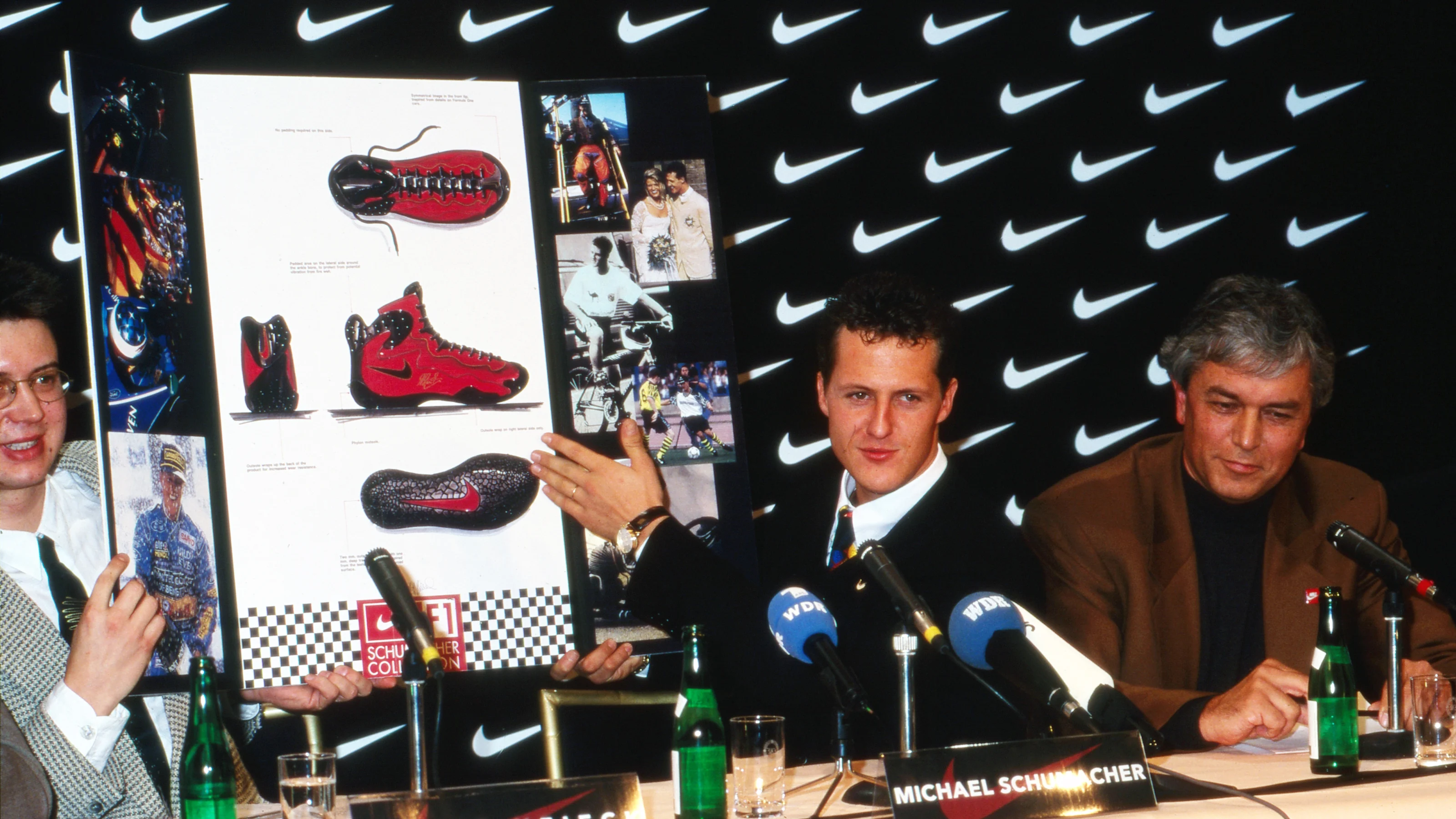 Oliver Heieck, Michael Schumi Schumacher und Jürgen Schlebrowski auf der Pressekonferenz zur