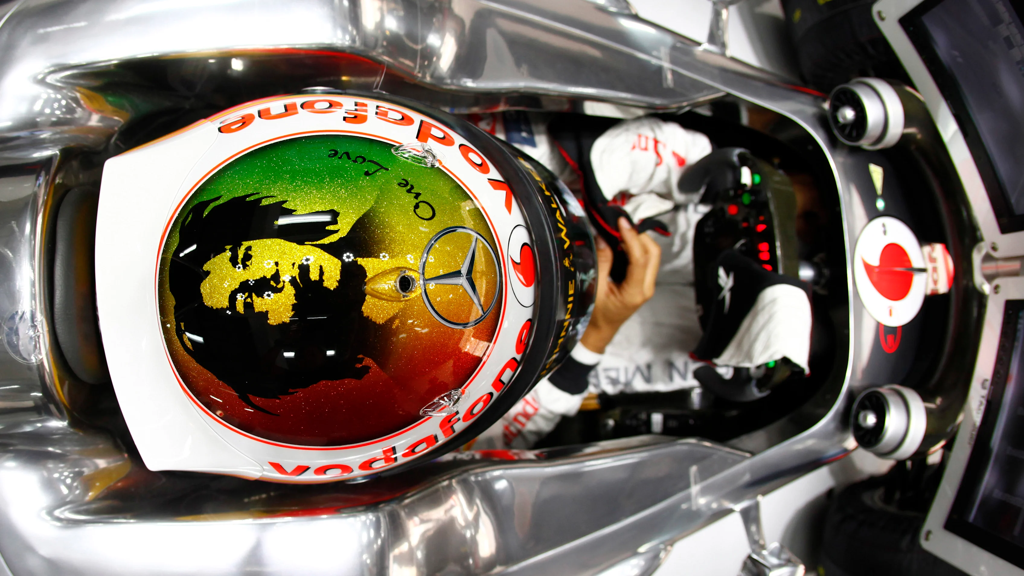 Buddh International Circuit, New Delhi, India.\n28th October 2011.\nSpecial helmet design featuring