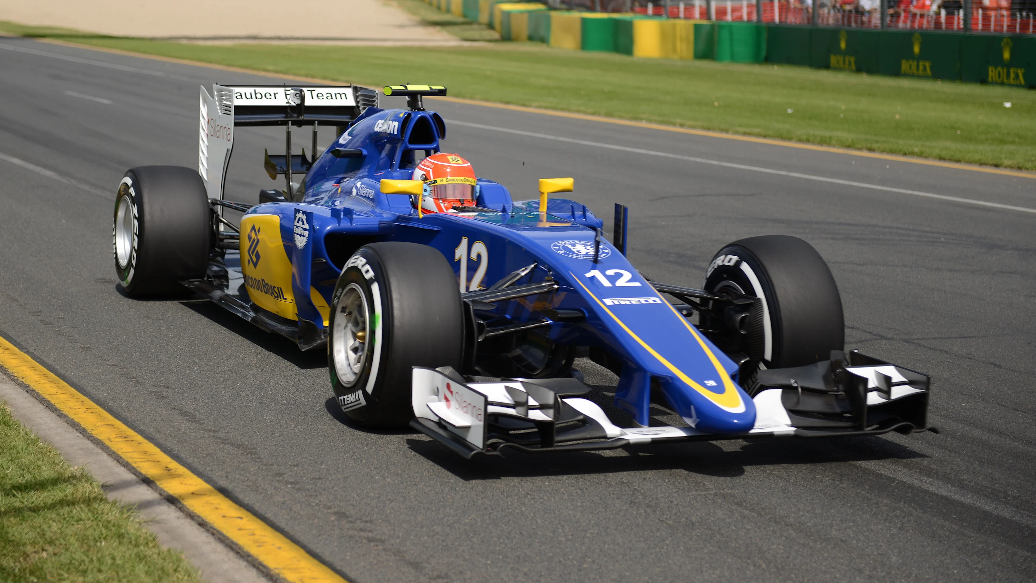 MELBOURNE , AUSTRALIA - MARCH 14 : Brazilian Felipe Nasr #12 from the Sauber F1 Team during the