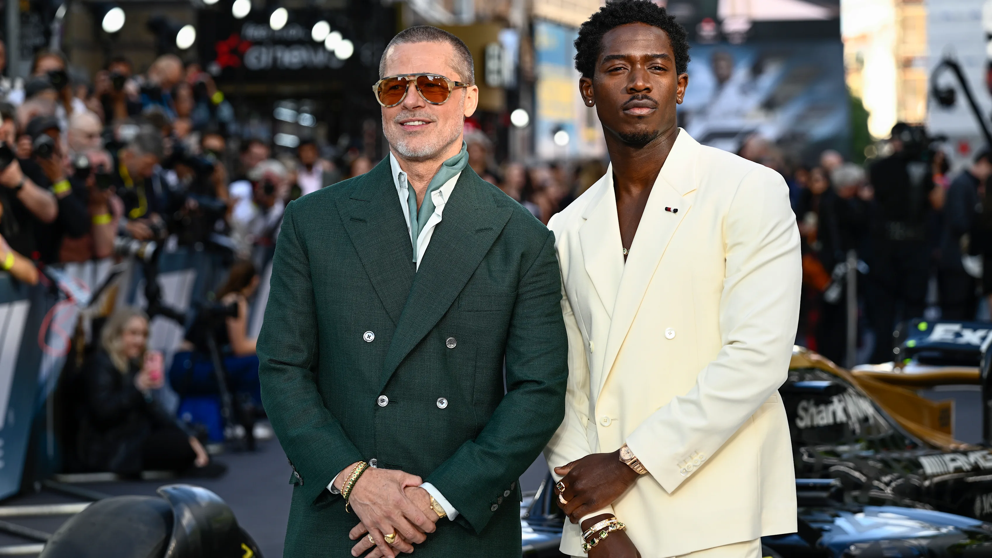 Brad Pitt and Damson Idris at the F1 The Movie European Premiere
