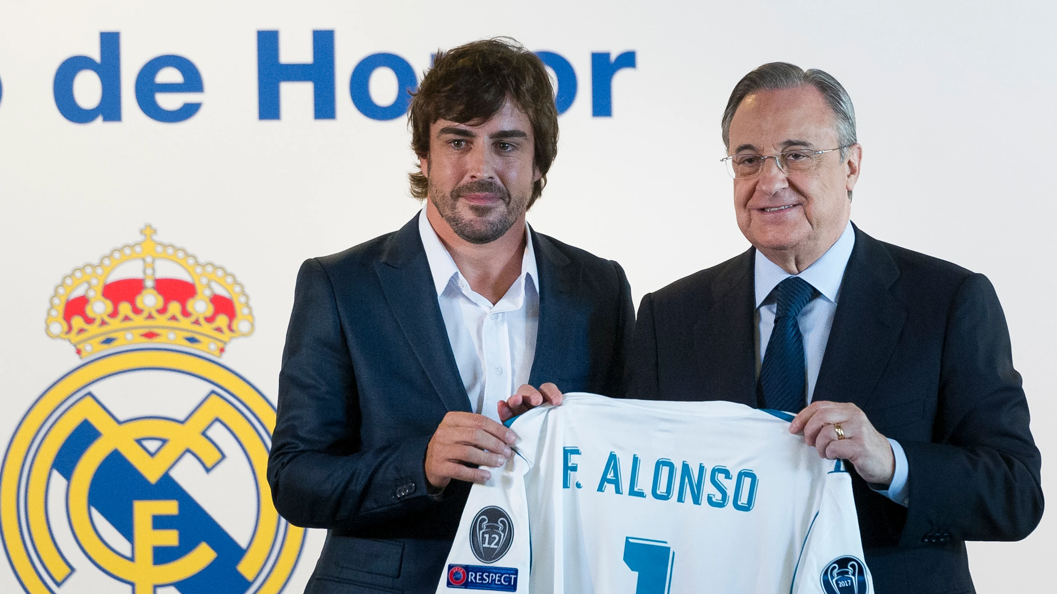 MADRID, SPAIN - SEPTEMBER 04: Fernando Alonso attends to be Named Honour Member of Real Madrid at