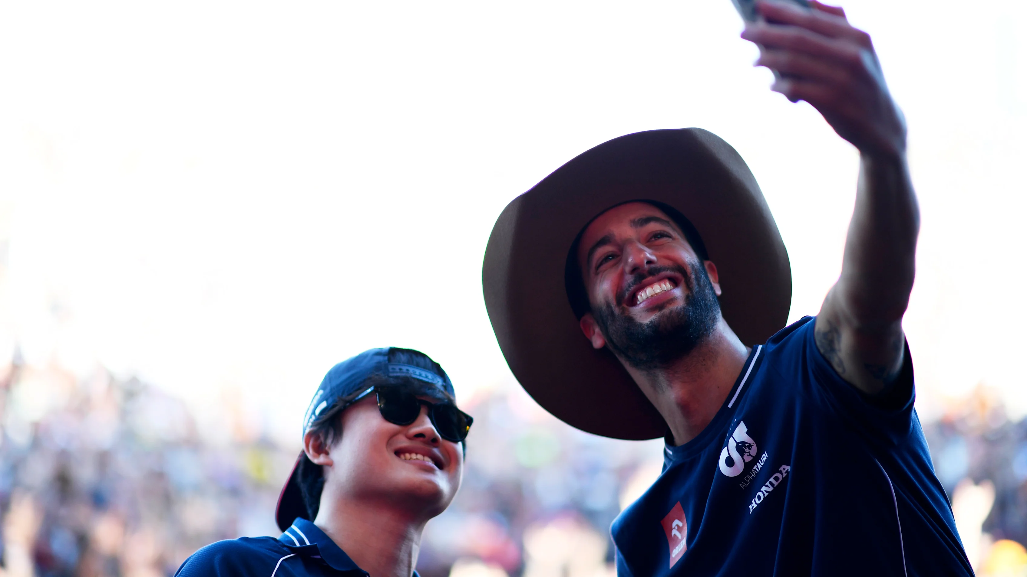 Ricciardo and Tsunoda soak up the Austin energy, taking selfies with fans in the crowd. Swipe for more images