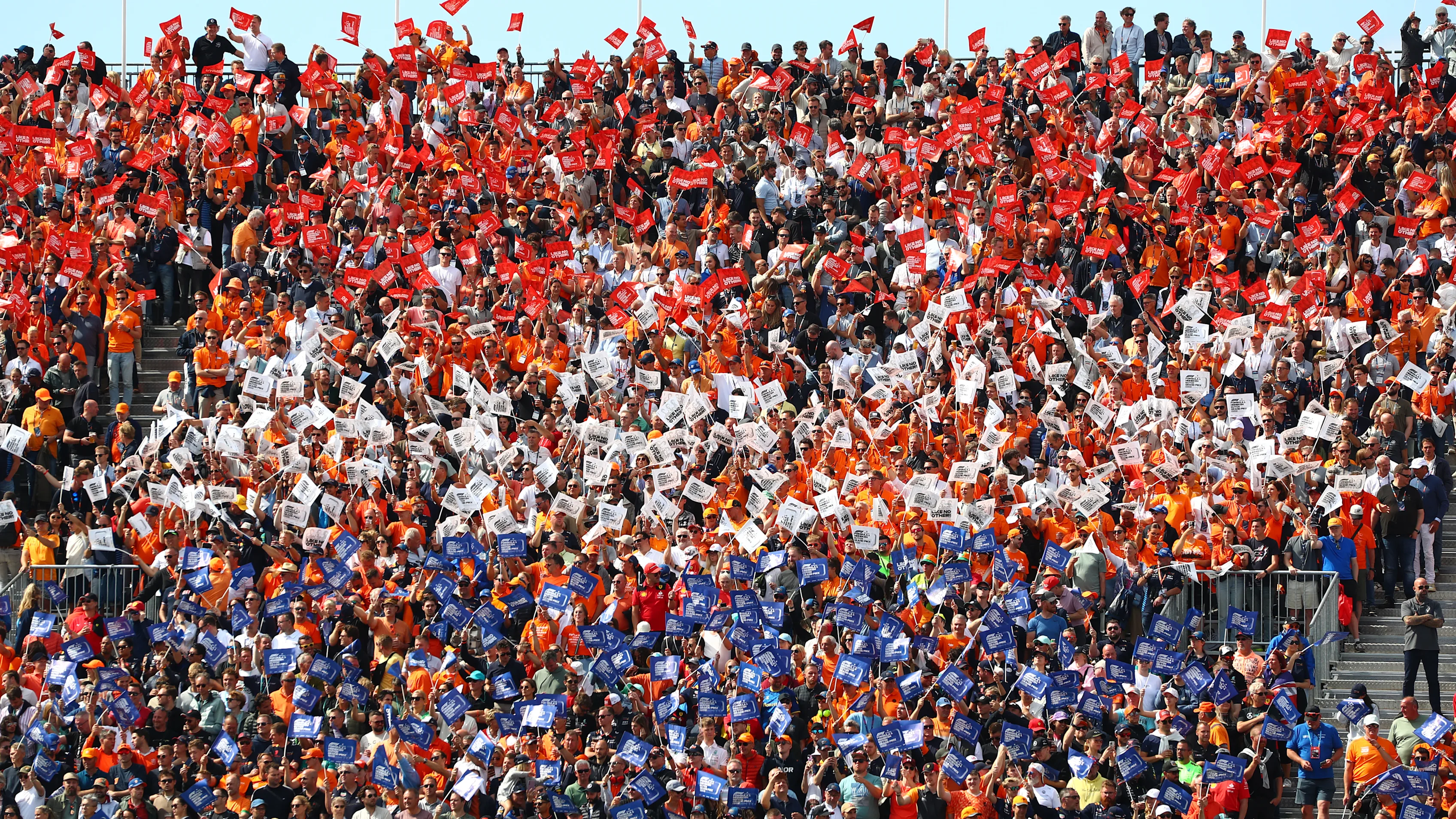 ZANDVOORT, NETHERLANDS - AUGUST 25: Fans of Max Verstappen of the Netherlands and Oracle Red Bull