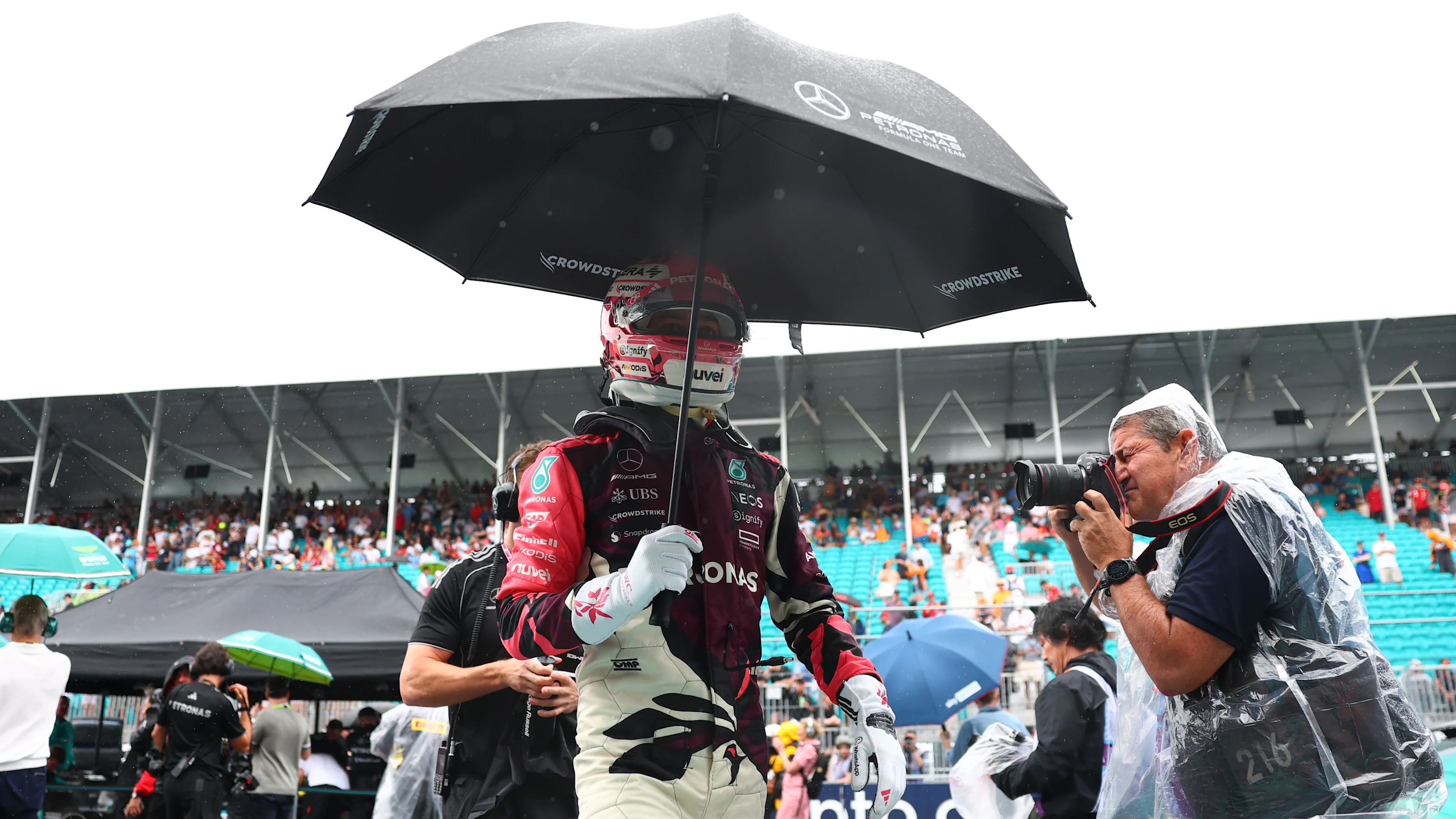 MIAMI, FLORIDA - MAY 03: George Russell of Great Britain and Mercedes AMG Petronas F1 Team on the