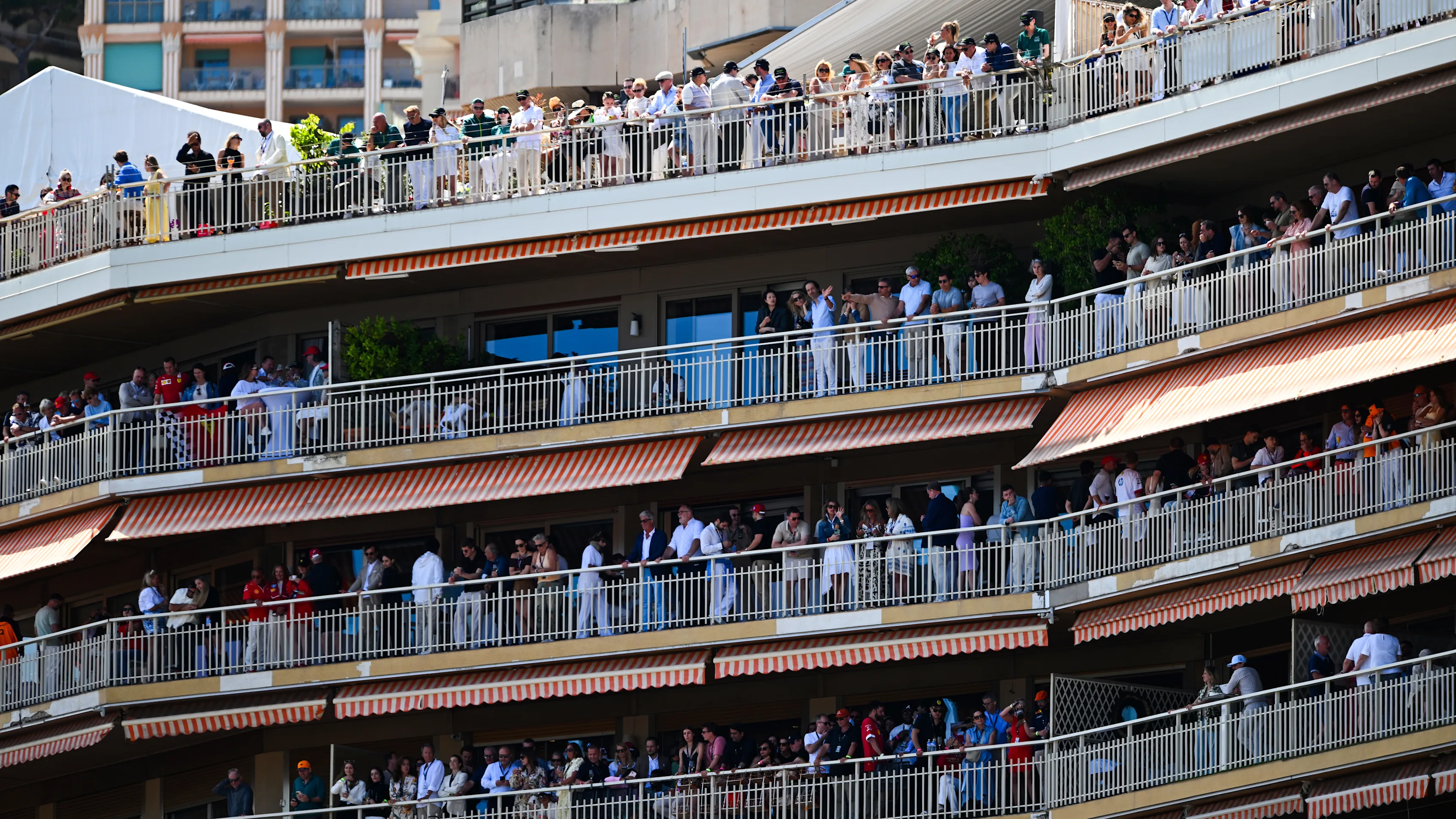 MONTE-CARLO, MONACO - MAY 25: Fans watch from balconies during the F1 Grand Prix of Monaco at