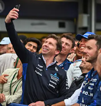 BAKU, AZERBAIJAN - SEPTEMBER 21: James Vowles, Team Principal of Williams celebrates with his team