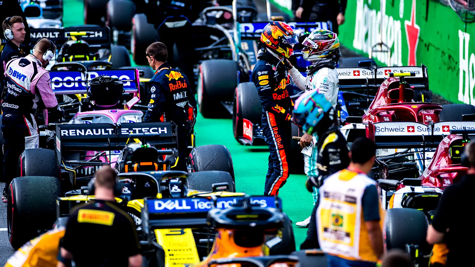 during the Brazilian Formula One Grand Prix at Autodromo Jose Carlos Pace on November 17, 2019 in Sao Paulo, Brazil. (Photograph by Vladimir Rys)