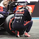 Verstappen took a moment for himself after winning the 2021 world title in his Red Bull-Honda