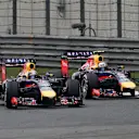 (L to R): Sebastian Vettel (GER) Red Bull Racing RB10 and Daniel Ricciardo (AUS) Red Bull Racing RB10. Formula One World Championship, Rd4, Chinese Grand Prix, Race, Shanghai, China, Sunday, 20 April 2014