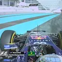 Red Bull's Daniel Ricciardo, sporting a new helmet design for this weekend's season finale, locks up and runs wide at Turn 17 © FOWC Ltd. No reproduction without permission.