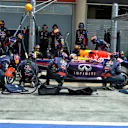 Daniel Ricciardo (AUS) Red Bull Racing RB10 makes a pit stop. Formula One Testing, Day Two, Bahrain International Circuit, Sakhir, Bahrain, Friday, 28 February 2014 © Sutton Images. No reproduction without permission