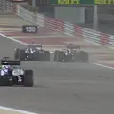 This incident between Sauber's Adrian Sutil and the Lotus of Romain Grosjean will be investigated by the stewards. Sutil joins Lotus's Pastor Maldonado, Caterham pair Kamui Kobayashi and Marcus Ericsson and the Marussias of Jules Bianchi and Max Chilton in the drop zone. © FOWC Ltd