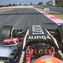 Pastor Maldonado locks the front-left tyre of his Lotus as he enters Turn 10. © FOWC Ltd