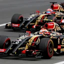 Pastor Maldonado (VEN) Lotus E22 and Romain Grosjean (FRA) Lotus E22. Formula One World Championship, Rd8, Austrian Grand Prix, Practice, Spielberg, Austria, Friday, 20 June 2014. © Sutton Images