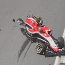 The remains of Jules Bianchi's Marussia, following his collision with team mate Max Chilton at Turn 4. © FOWC Ltd