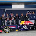 (L to R): Rob White (GBR) Renault Sport, Christian Horner (GBR) Red Bull Racing Team Principal, Sebastian Vettel (GER) Red Bull Racing, Daniel Ricciardo (AUS) Red Bull Racing, Adrian Newey (GBR) Red Bull Racing Chief Technical Officer, Rob Marshall (GBR) Red Bull Racing Chief Designer and Paul Monaghan (GBR) Red Bull Racing Chief Engineer with the new Red Bull Racing RB10. Formula One Testing, Jerez, Spain, Day One, Tuesday, 28 January 2014