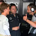 Nico Rosberg (GER) Mercedes AMG F1, left, and Tony Ross (GBR) Mercedes AMG F1 Race Engineer, right. Formula One World Championship, Rd13, Italian Grand Prix, Monza, Italy, Qualifying, Saturday, 6 September 2014