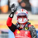 LE CASTELLET, FRANCE - JULY 23: Charles Leclerc of Ferrari and Monaco celebrates pole position during qualifying ahead of the F1 Grand Prix of France at Circuit Paul Ricard on July 23, 2022 in Le Castellet, France. (Photo by Peter J Fox/Getty Images)