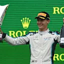 SPA, BELGIUM - AUGUST 29: Second placed George Russell of Great Britain and Williams celebrates on the podium during the F1 Grand Prix of Belgium at Circuit de Spa-Francorchamps on August 29, 2021 in Spa, Belgium. (Photo by Dan Mullan/Getty Images)