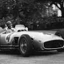Fangio at Bremgarten, 1954. The W196 chassis #6 also donned #18 at his hands in the 1954 German GP