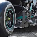 Mercedes revealed their 'secret' new floor, which they had not shown at the car's launch, when the W12 hit the track