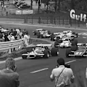 Jack Brabham (Brabham BT33-Ford), retired, leads Jacky Ickx (Ferrari 312B), 8th position, through Eau Rouge, action. 1970 Belgian Grand Prix. © LAT Photographic.
Ref: 3130 - 30A.